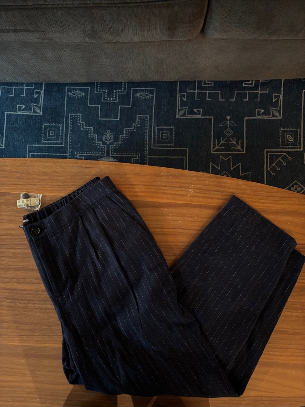 Madewell Navy Pinstripe cropped Pants